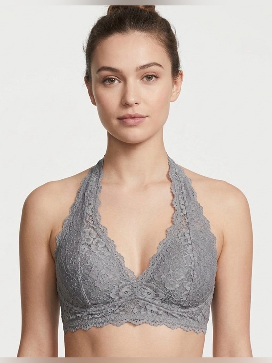 Garage Other - Garage Lace Halter Bralette Bra Medium Wireless Lightweight Grey Layering Piece